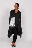 Black Linen women jacket with pocket