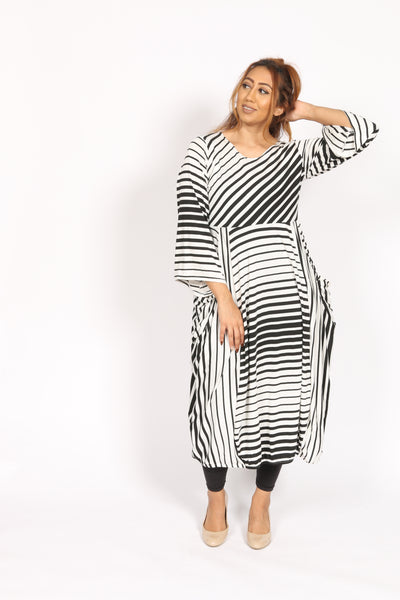 Black and white Stripped Women Long dress