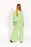 Green jersey pants wide leg