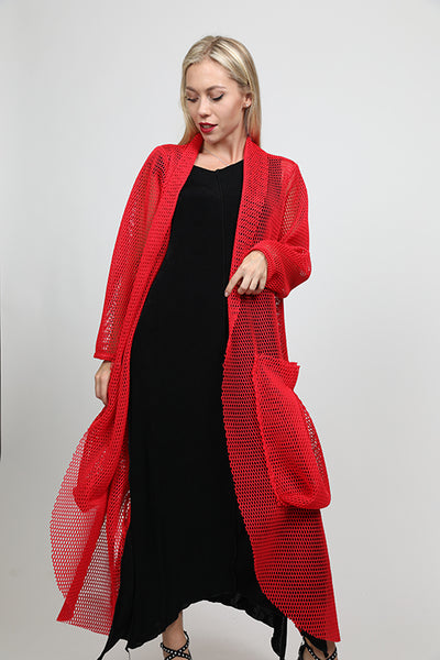 Mesh Long Jacket with Big Pockets