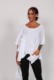 White Crinkled Linen Top